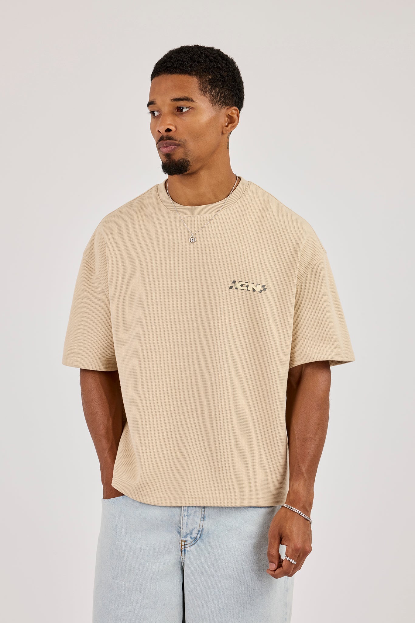Worldwide Waffle Boxy T-Shirt - Stone